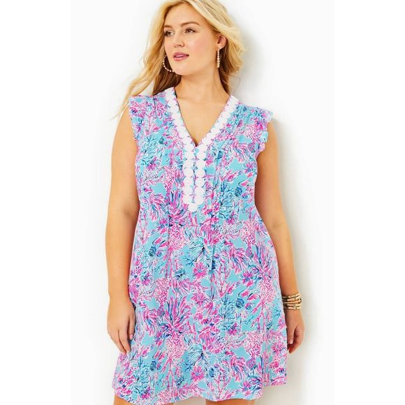 Lilly pulitzer JOAN TUNIC DRESS - CELESTIAL BLUE - SEEK AND SEA M - Picture 6 of 10